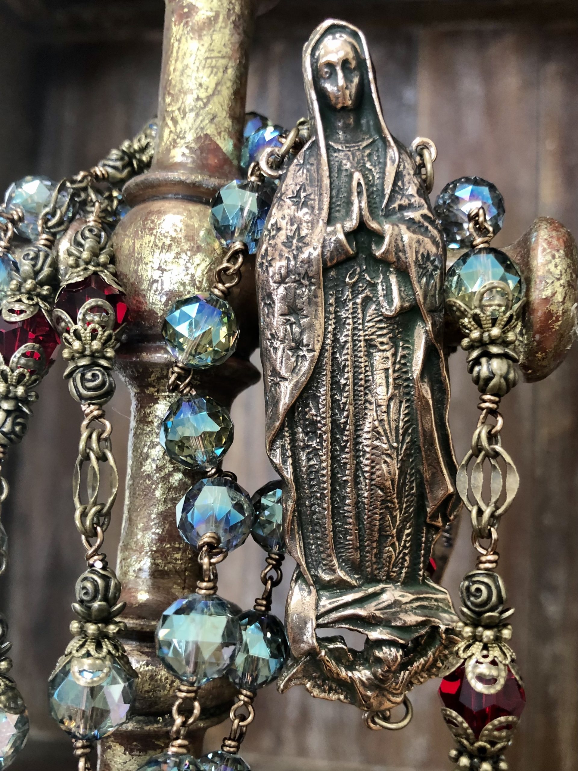 Our Lady of Guadalupe Malachite gemstone rosary beads with Four Basili –  Unique Rosary Beads